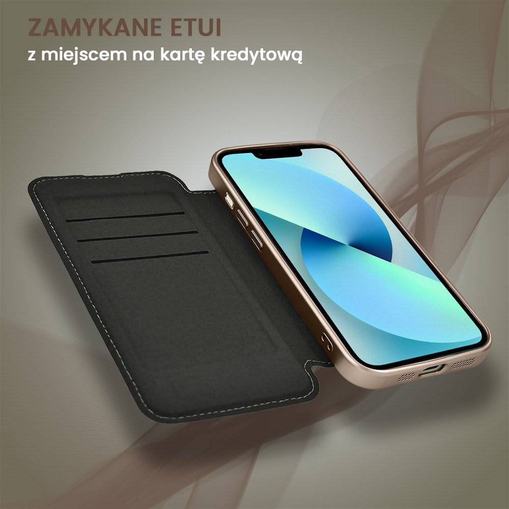Etui do iPhone 13 typu książka Book Magsafe Lens Protect, z klapką, pustynny brąz (6)