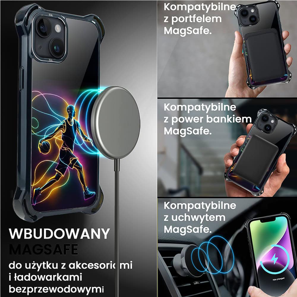 Etui do iPhone 14, Ibizu DropGuard Ultra z MagSafe, ElectroMove, Duch koszykówki (8)