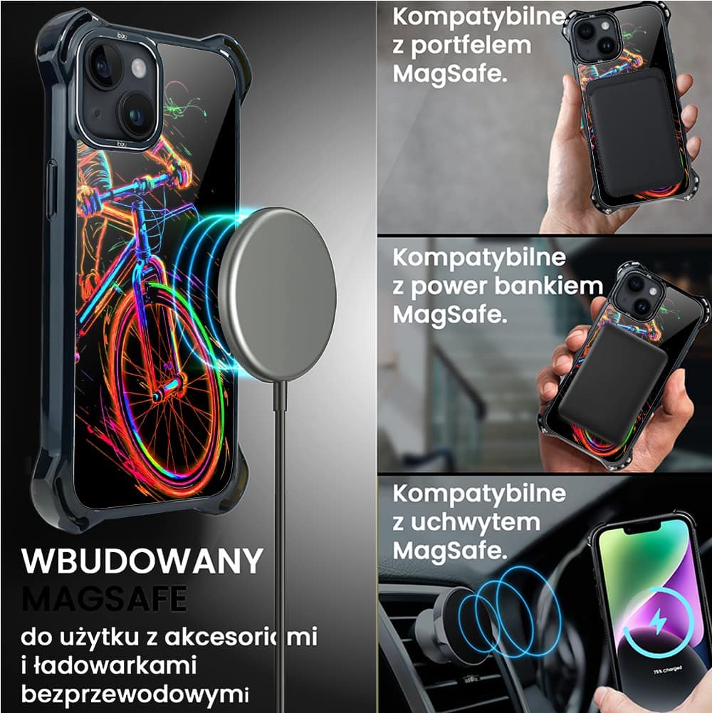 Etui do iPhone 14, Ibizu DropGuard Ultra z MagSafe, ElectroMove, Rowerowa wibracja (1)