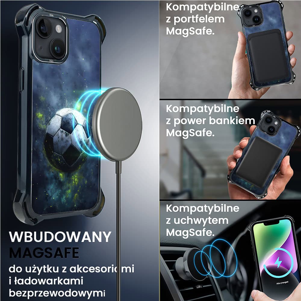 Etui do iPhone 14, Ibizu DropGuard Ultra z MagSafe, Move, Piłka nożna (8)