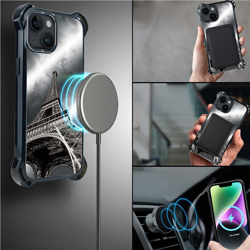Etui do iPhone 14, Ibizu DropGuard Ultra z MagSafe, Noir City, Wieża Eiffla (8)