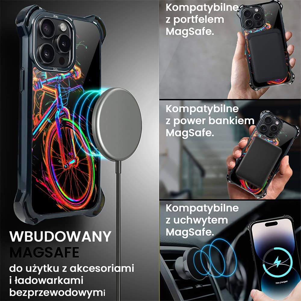 Etui do iPhone 14 Pro Max, Ibizu DropGuard Ultra z MagSafe, #ElectroMove, Rowerowa wibracja (2)