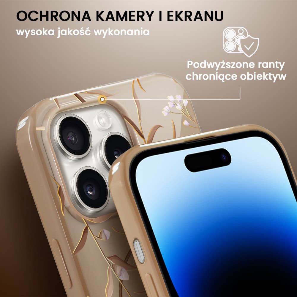 Etui do iPhone 14 Pro Max, elastyczne, z MagSafe, Złocisty Ogród, beżowe (7)
