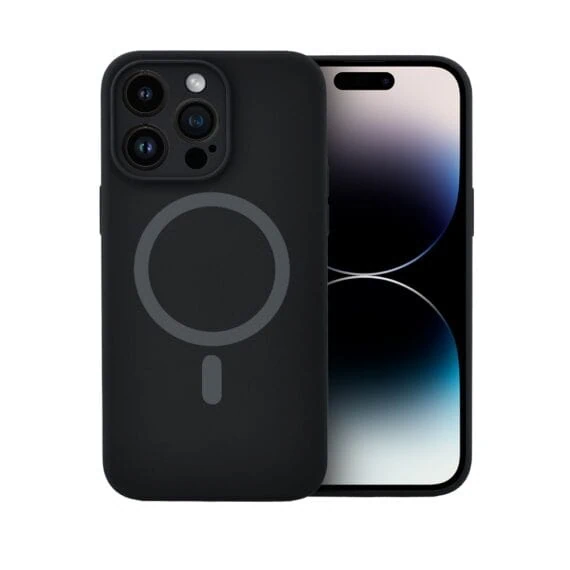 Etui do iPhone 14 Pro, silikonowe z MagSafe, mikrofibra soft touch z osłoną na aparat, czarne (2)