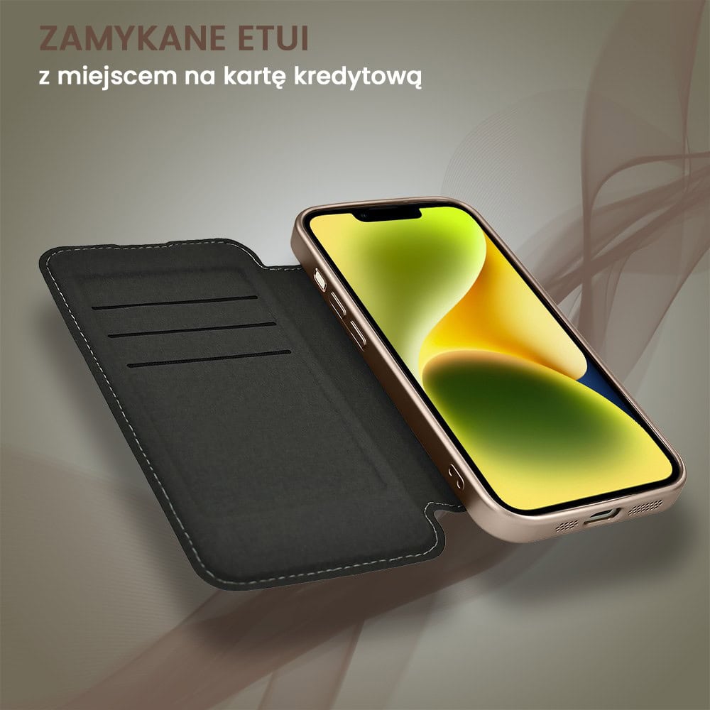Etui do iPhone 14 typu książka Book Magsafe Lens Protect, z klapką, pustynny brąz (6)