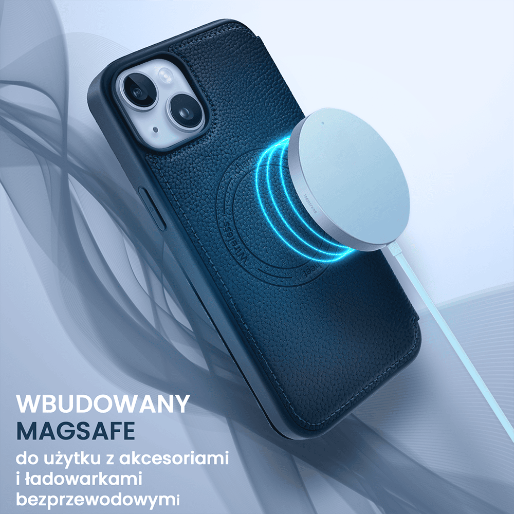 Etui do iPhone 14 z klapką Solid MagSafe Book, typu książka, granatowe (5)