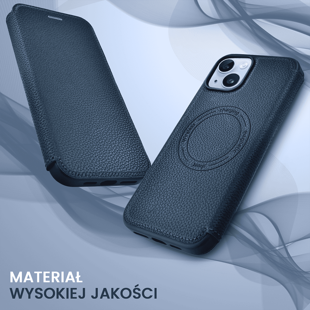 Etui do iPhone 14 z klapką Solid MagSafe Book, typu książka, granatowe (6)
