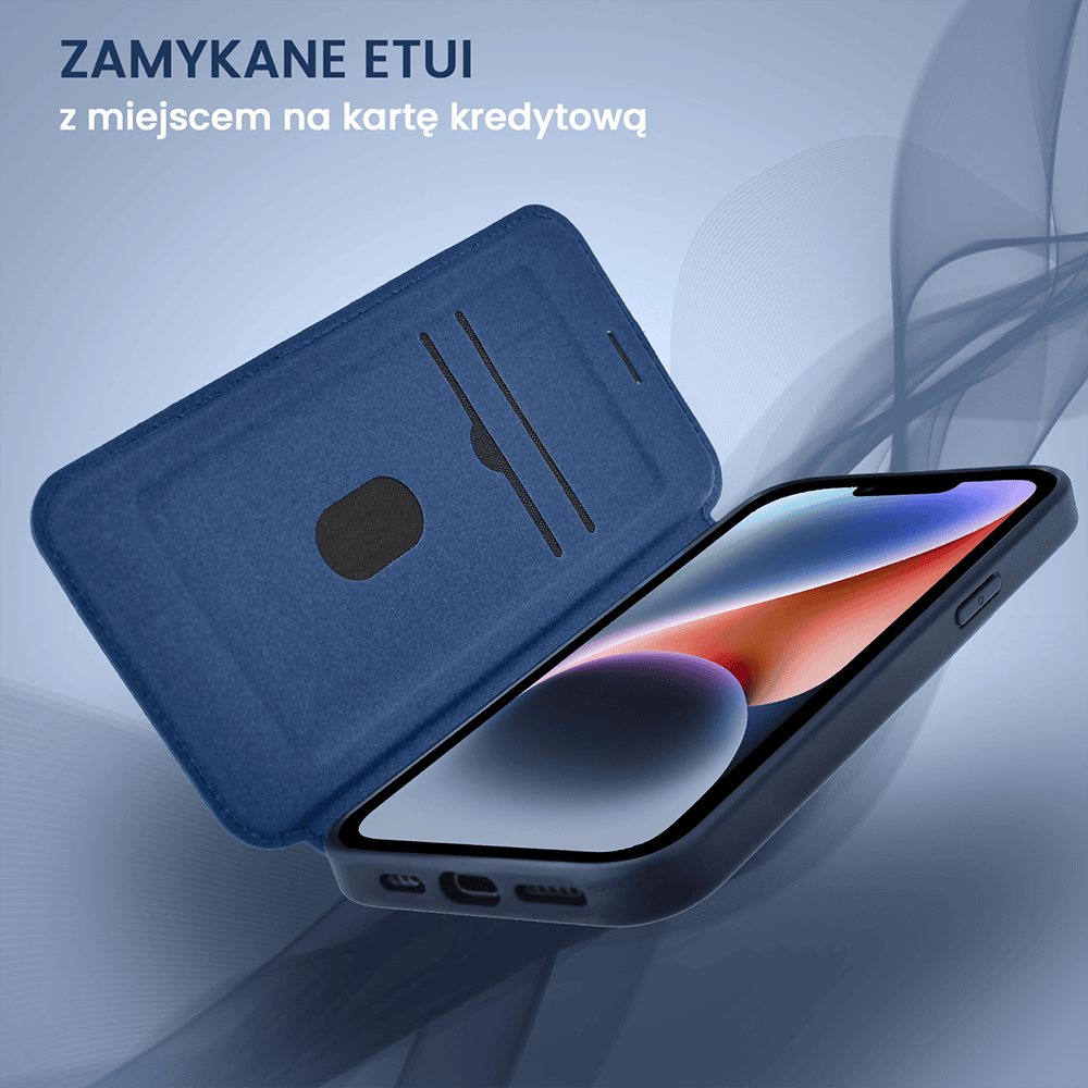 Etui do iPhone 14 z klapką Solid MagSafe Book, typu książka, granatowe (7)