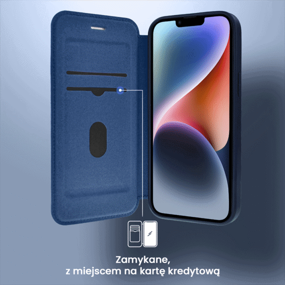 Etui do iPhone 14 z klapką Solid MagSafe Book, typu książka, granatowe (9)