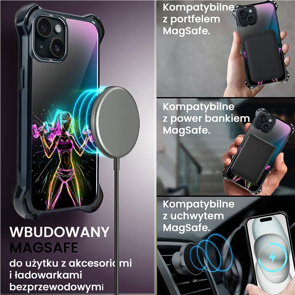 Etui do iPhone 15, Ibizu DropGuard Ultra z MagSafe, ElectroMove, Wibracja fitness (4)