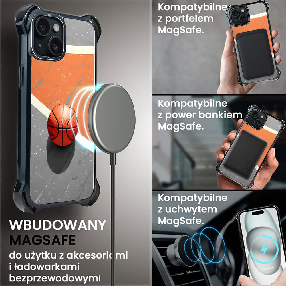 Etui do iPhone 15, Ibizu DropGuard Ultra z MagSafe, Move, Koszykówka (4)