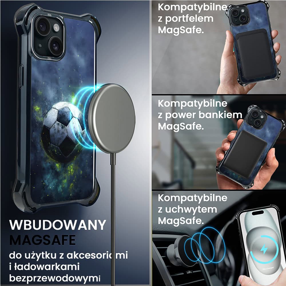 Etui do iPhone 15, Ibizu DropGuard Ultra z MagSafe, Move, Piłka nożna (4)