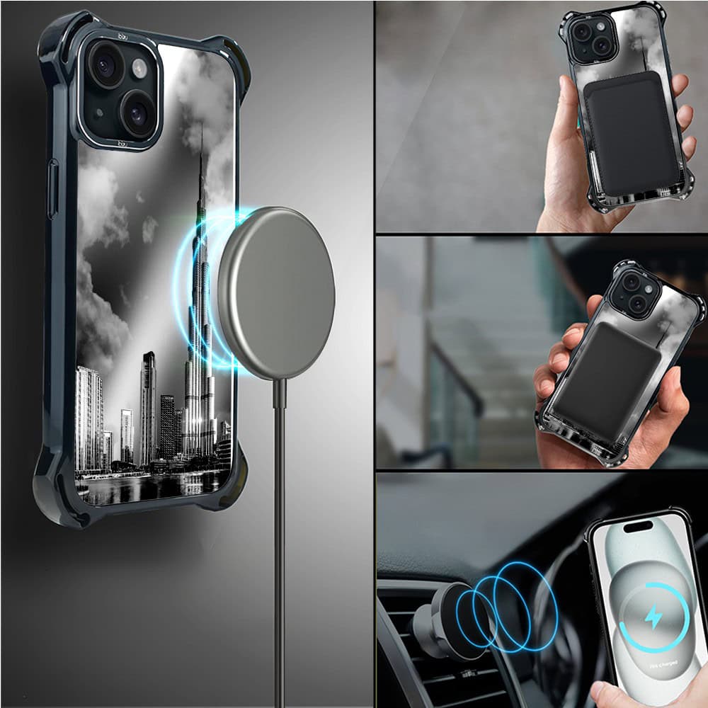 Etui do iPhone 15, Ibizu DropGuard Ultra z MagSafe, Noir City, Burj Khalifa (1)