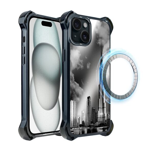 Etui do iPhone 15 Plus IBIZU DropGuard Ultra z MagSafe, Noir City, Burj Khalifa
