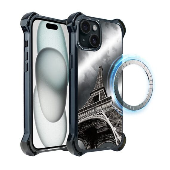 Etui do iPhone 15, Ibizu DropGuard Ultra z MagSafe, Noir City, Wieża Eiffla (3)