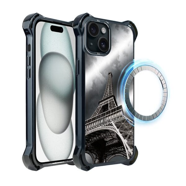 Etui do iPhone 15 Plus IBIZU DropGuard Ultra z MagSafe, Noir City, Wieża Eiffla
