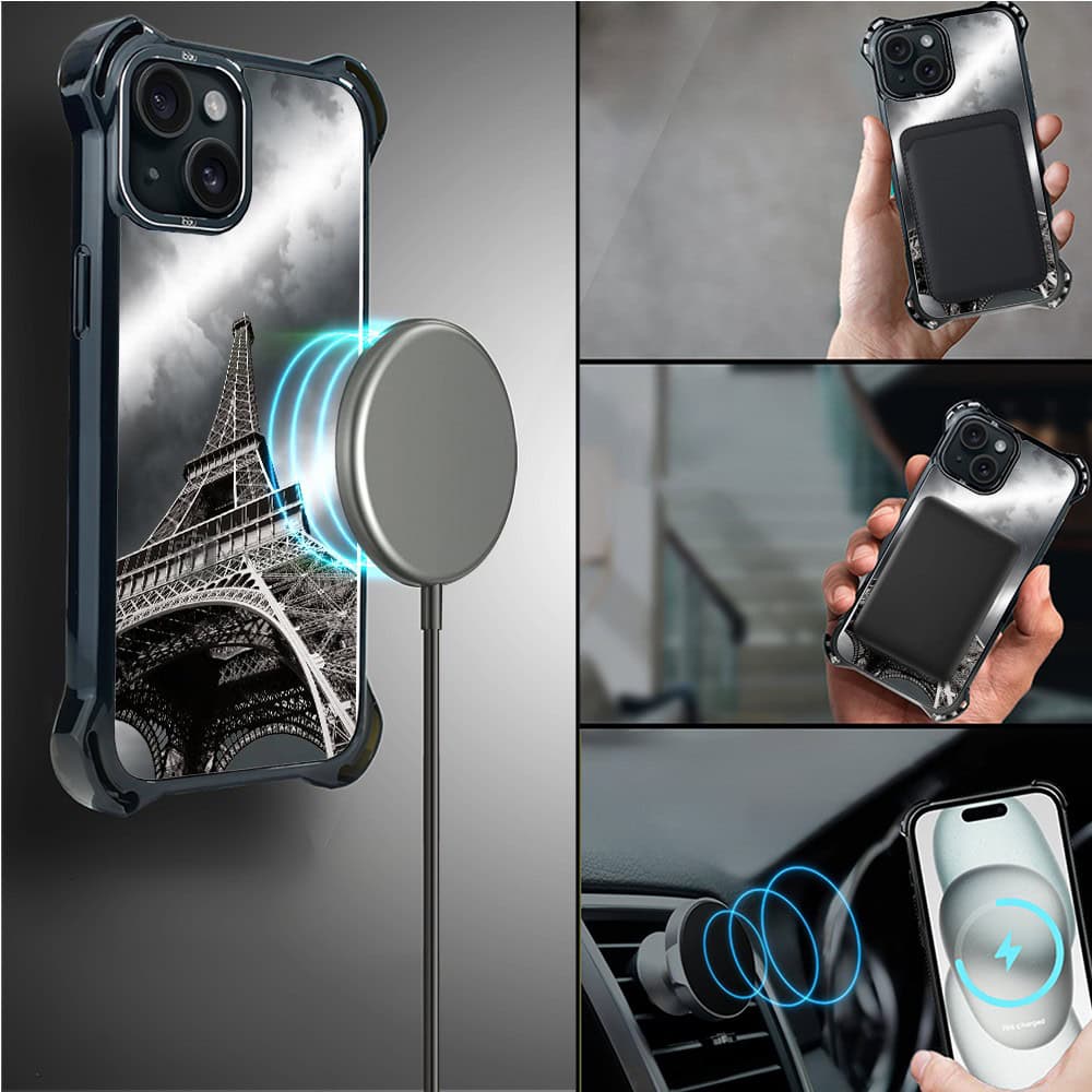 Etui do iPhone 15, Ibizu DropGuard Ultra z MagSafe, Noir City, Wieża Eiffla (4)