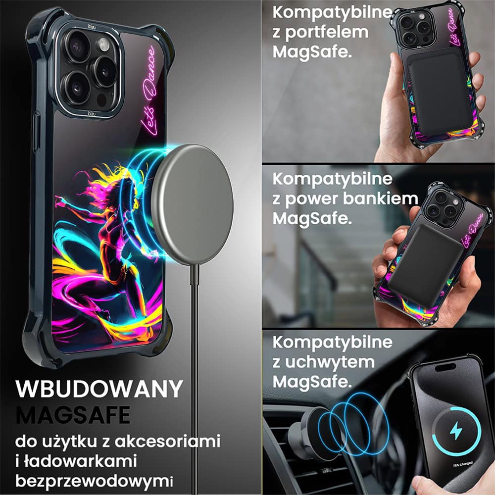 Etui do iPhone 15 Pro, Ibizu DropGuard Ultra z MagSafe, #ElectroMove, Taneczny rytm (2)
