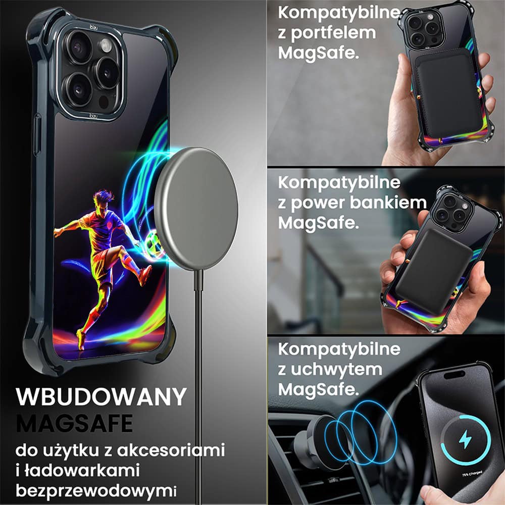 Etui do iPhone 15 Pro, Ibizu DropGuard Ultra z MagSafe, #ElectroMove, W rytmie piłki nożnej (2)