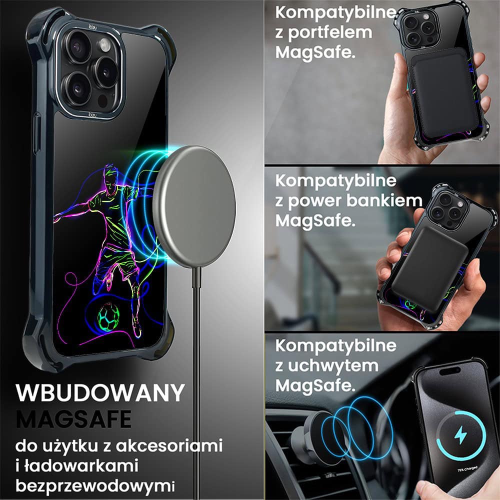Etui do iPhone 15 Pro Max, Ibizu DropGuard Ultra z MagSafe, #ElectroMove, Moc football'u (2)