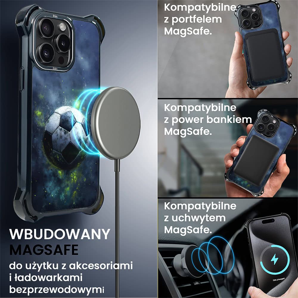 Etui do iPhone 15 Pro Max, Ibizu DropGuard Ultra z MagSafe, #Move, Piłka nożna (2)