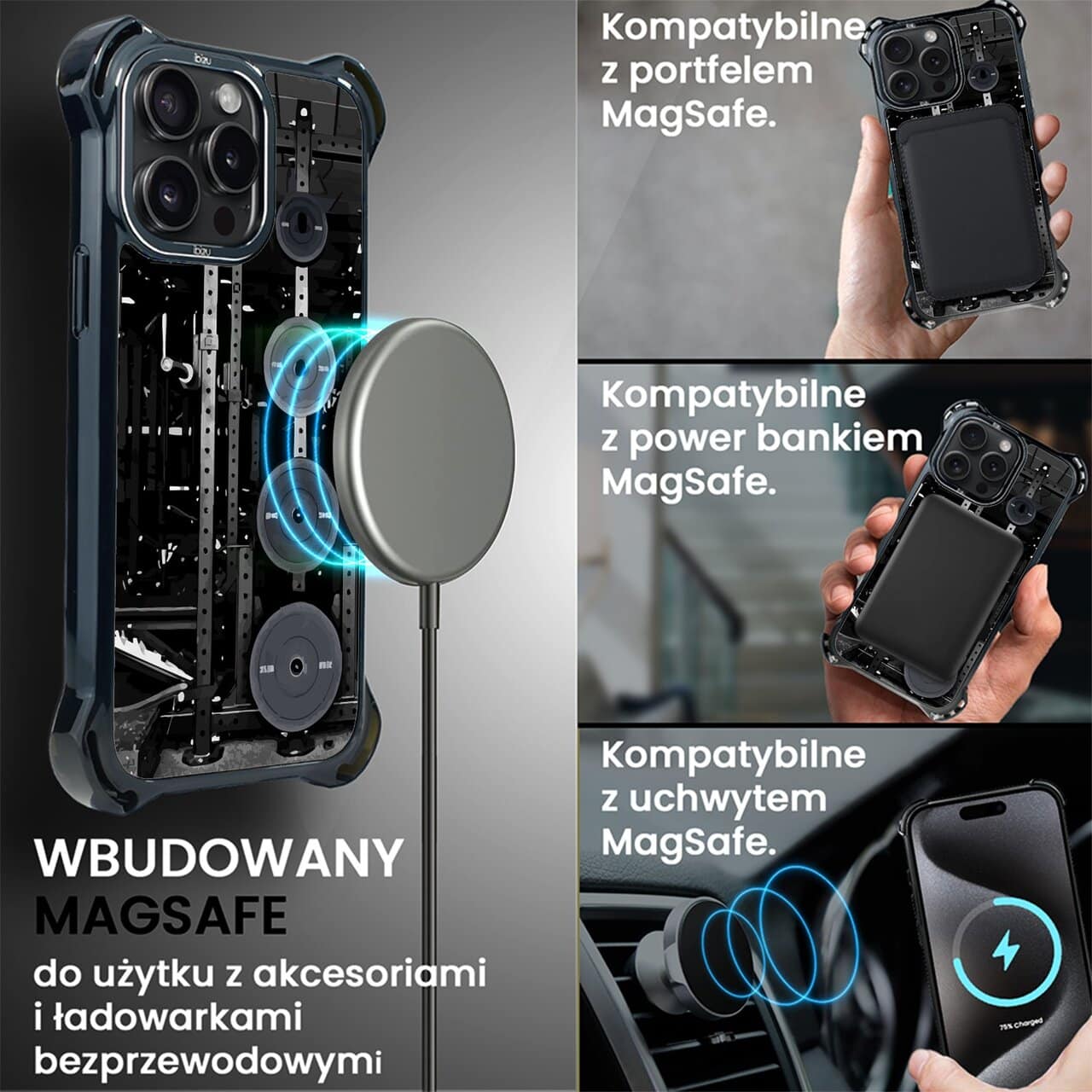 Etui do iPhone 15 Pro Max, Ibizu DropGuard Ultra z MagSafe, #Move, Stacja Żelazo (2)