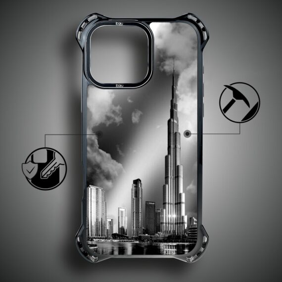 Etui do iPhone 15 Pro Max, Ibizu DropGuard Ultra z MagSafe, Noir City, Burj Khalifa (1)
