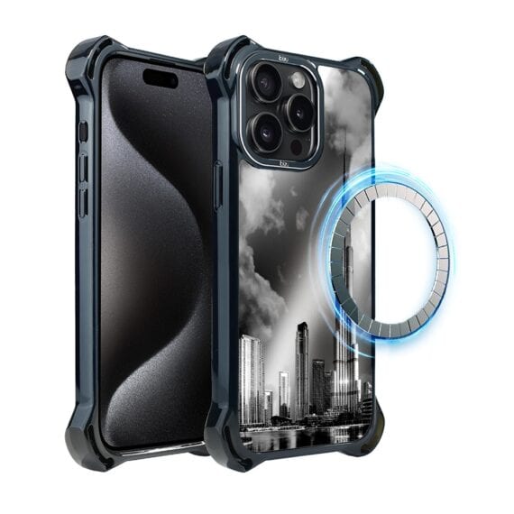 Etui do iPhone 15 Pro Max, Ibizu DropGuard Ultra z MagSafe, Noir City, Burj Khalifa (7)