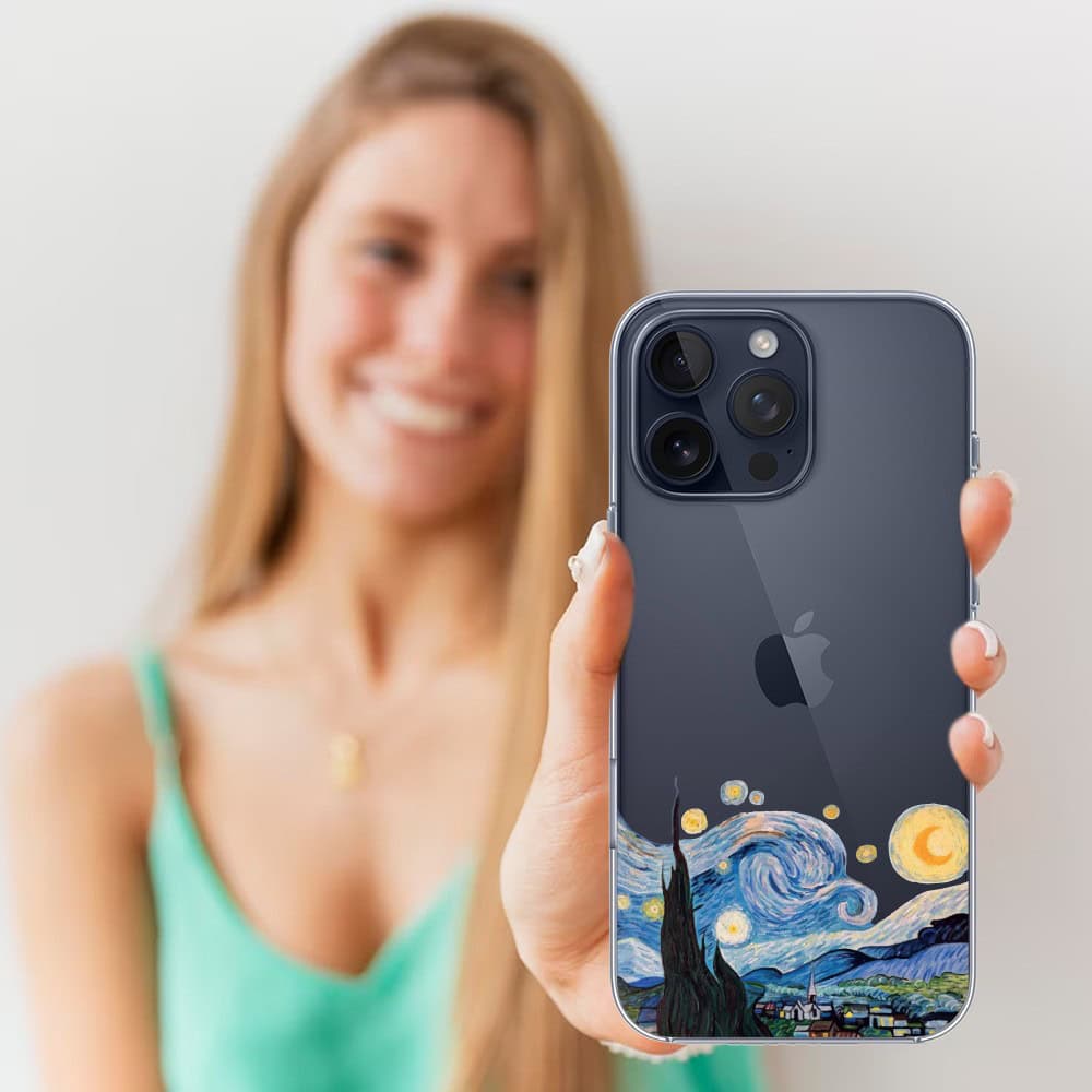 Etui do iPhone 15 Pro Max, obraz Van Gogh, przeźroczyste (3)