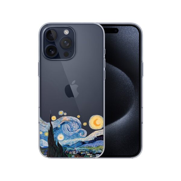 Etui do iPhone 15 Pro Max, obraz Van Gogh, przeźroczyste