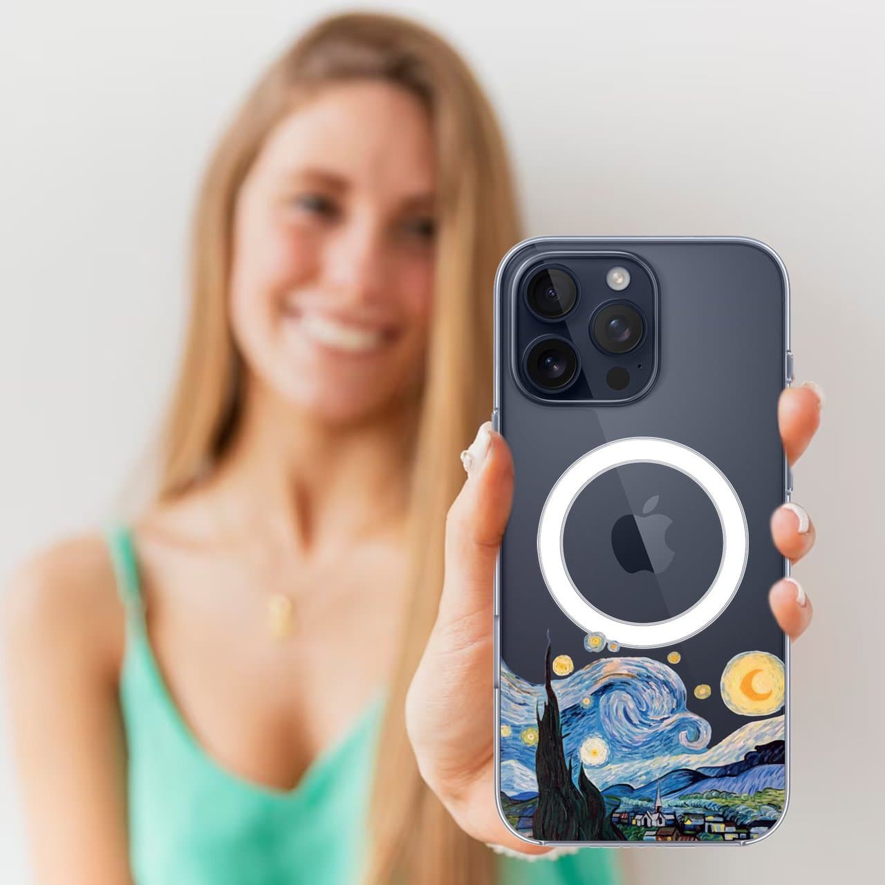 Etui do iPhone 15 Pro Max z MagSafe, obraz Van Gogh, przeźroczyste (1)