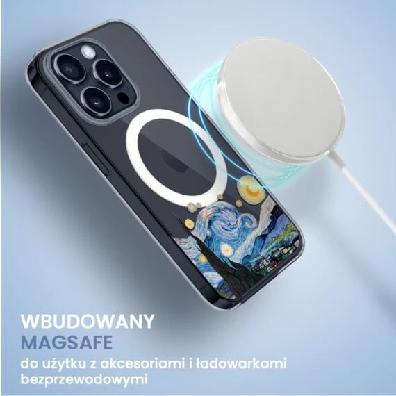 Etui do iPhone 15 Pro Max z MagSafe, obraz Van Gogh, przeźroczyste (3)