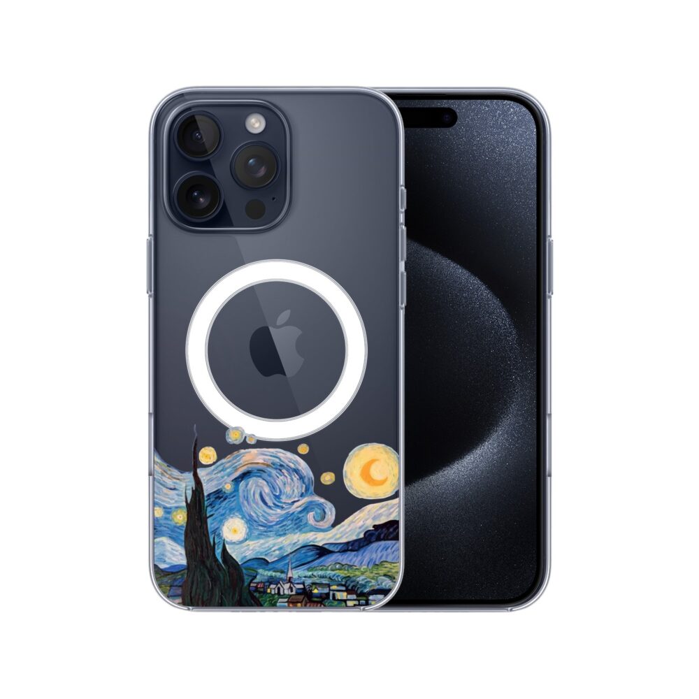 Etui do iPhone 15 Pro Max z MagSafe, obraz Van Gogh, przeźroczyste (4)
