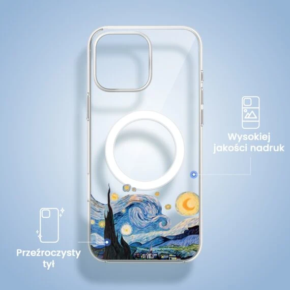 Etui do iPhone 15 Pro Max z MagSafe, obraz Van Gogh, przeźroczyste (5)