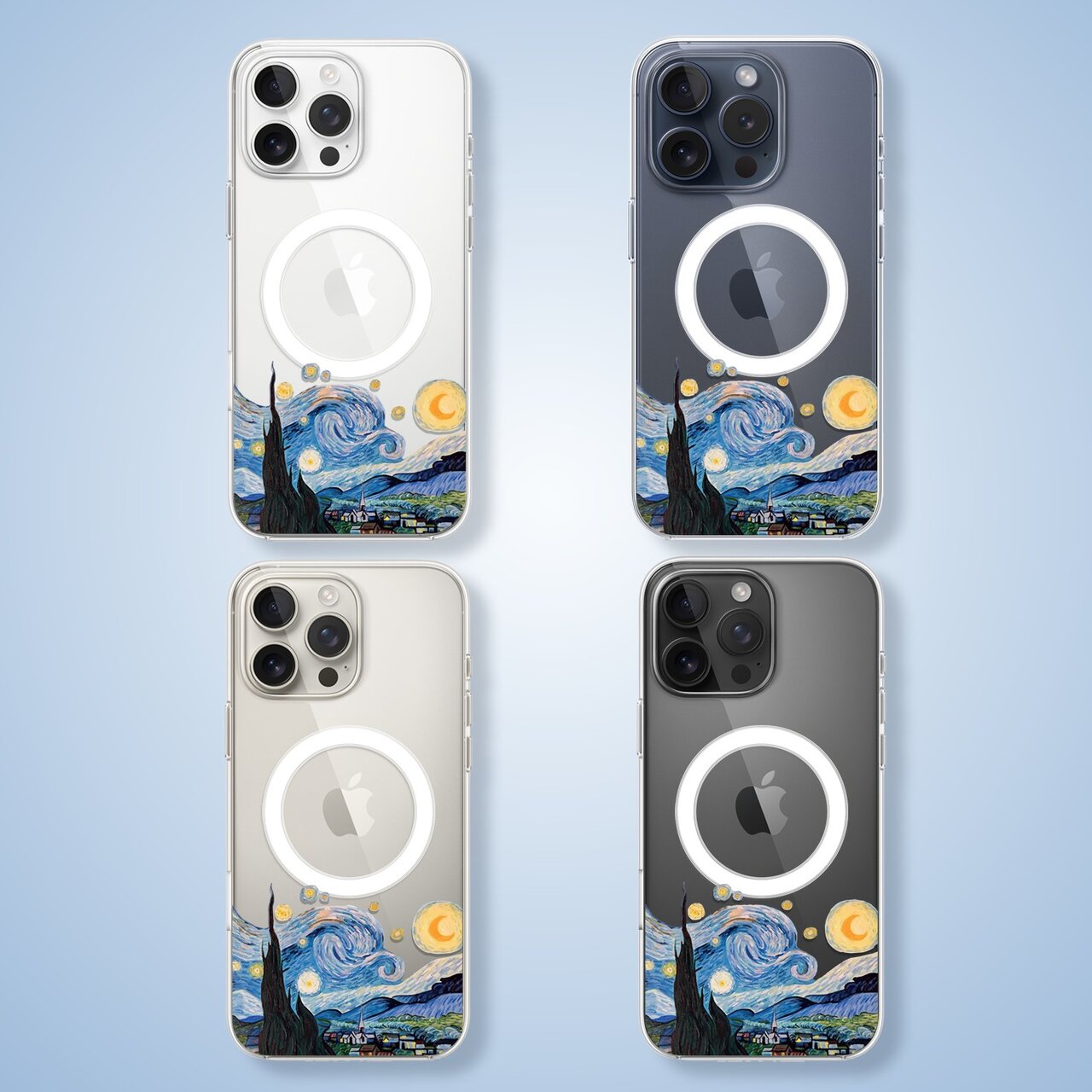 Etui do iPhone 15 Pro Max z MagSafe, obraz Van Gogh, przeźroczyste (6)