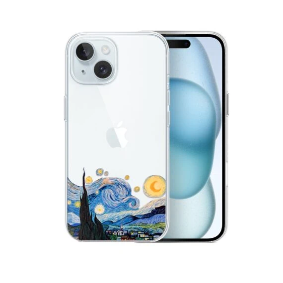 Etui do iPhone 15, obraz Van Gogh, przeźroczyste (1)