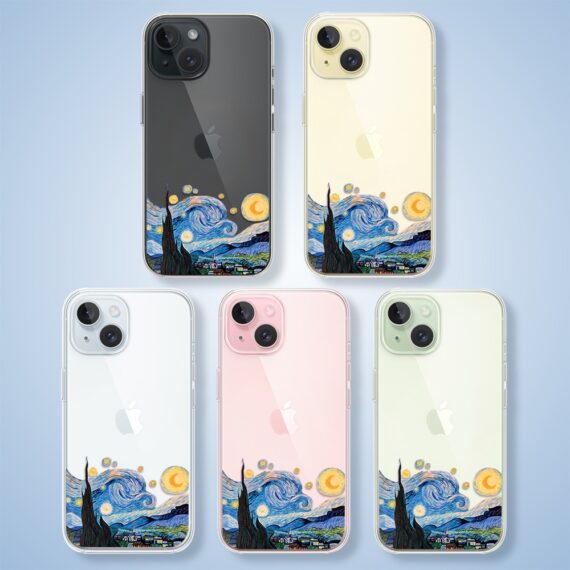 Etui do iPhone 15, obraz Van Gogh, przeźroczyste (2)