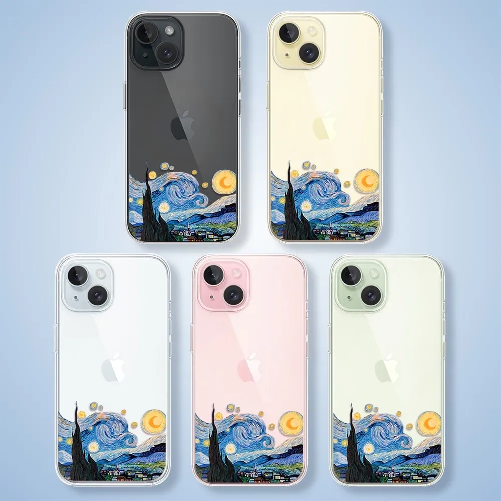 Etui do iPhone 15, obraz Van Gogh, przeźroczyste (2)