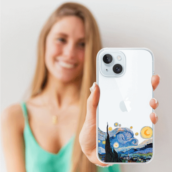 Etui do iPhone 15, obraz Van Gogh, przeźroczyste (3)