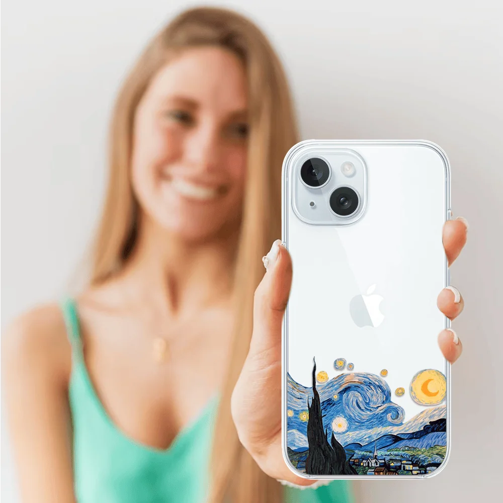 Etui do iPhone 15, obraz Van Gogh, przeźroczyste (3)