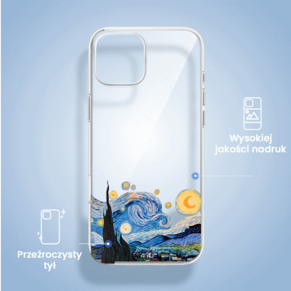 Etui do iPhone 15, obraz Van Gogh, przeźroczyste (5)