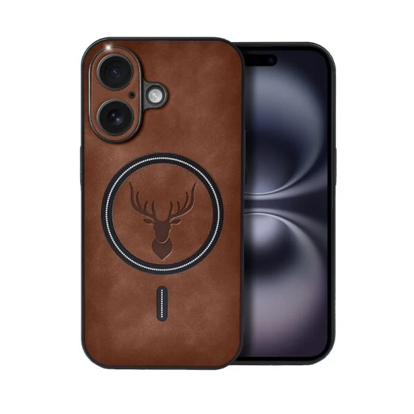 Etui do iPhone 16 Plus Alcantara Magsafe Cover, przyjemne w dotyku, brązowe