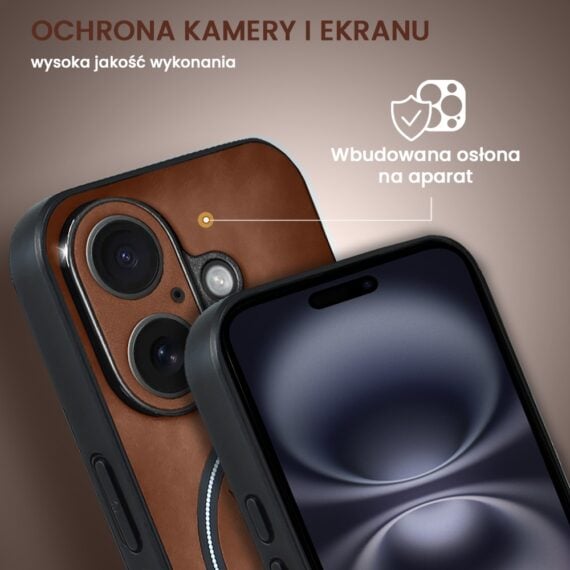 Etui do iPhone 16 Alcantara Magsafe Cover, przyjemne w dotyku, brązowe (6)