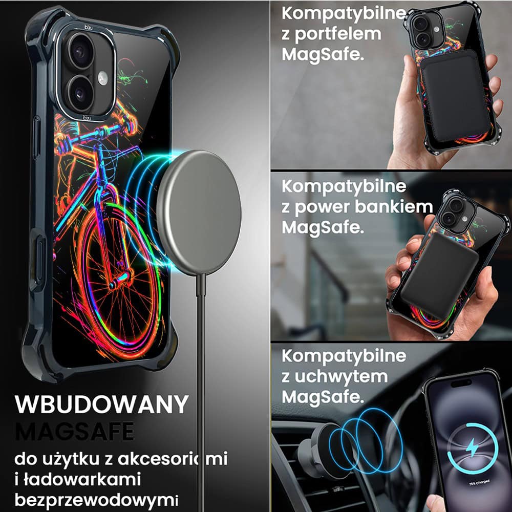 Etui do iPhone 16, Ibizu DropGuard Ultra z MagSafe, ElectroMove, Rowerowa wibracja (1)