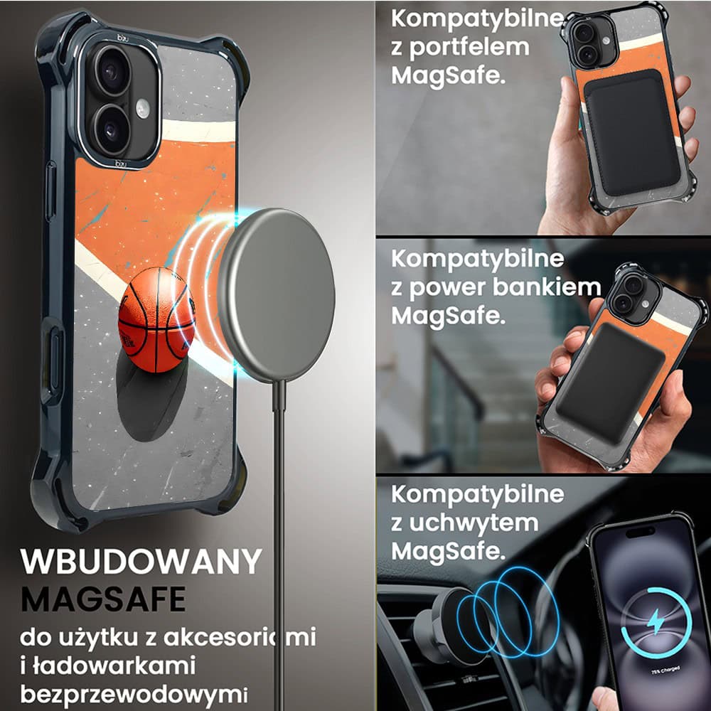 Etui do iPhone 16, Ibizu DropGuard Ultra z MagSafe, Move, Koszykówka (1)