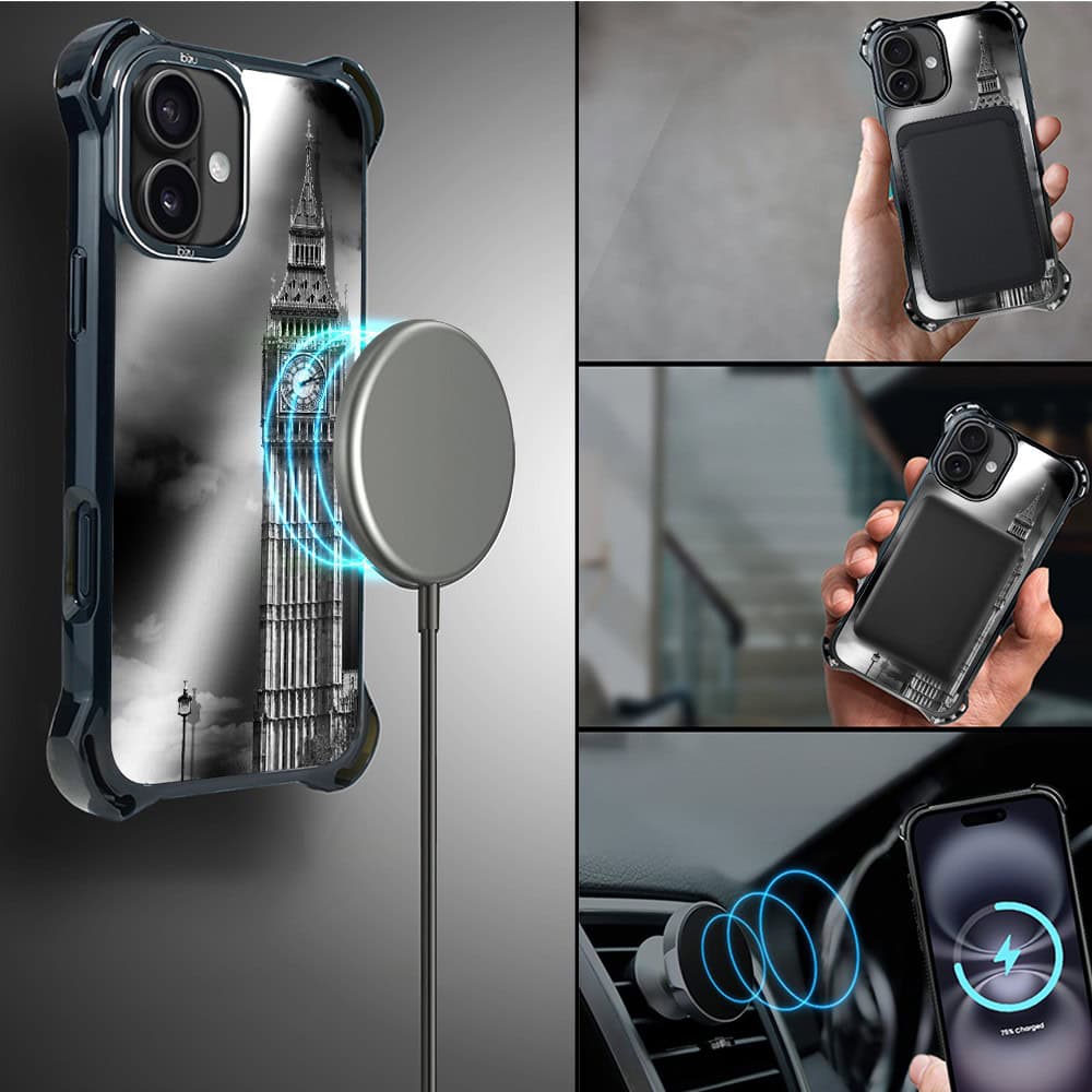 Etui do iPhone 16, Ibizu DropGuard Ultra z MagSafe, Noir City, Big Ben (1)