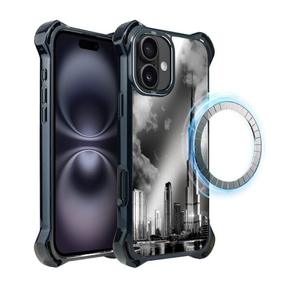 Etui do iPhone 16 Plus IBIZU DropGuard Ultra z MagSafe, Noir City, Burj Khalifa