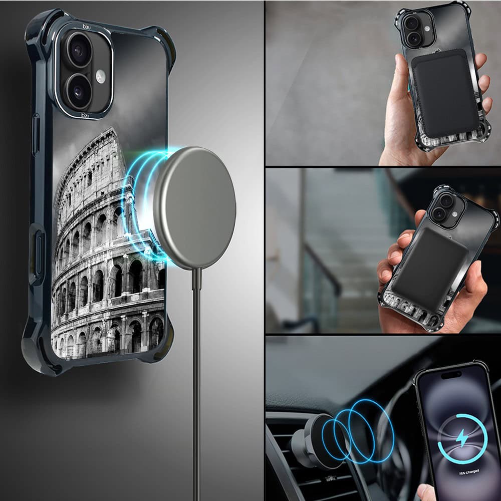 Etui do iPhone 16, Ibizu DropGuard Ultra z MagSafe, Noir City, Koloseum (1)