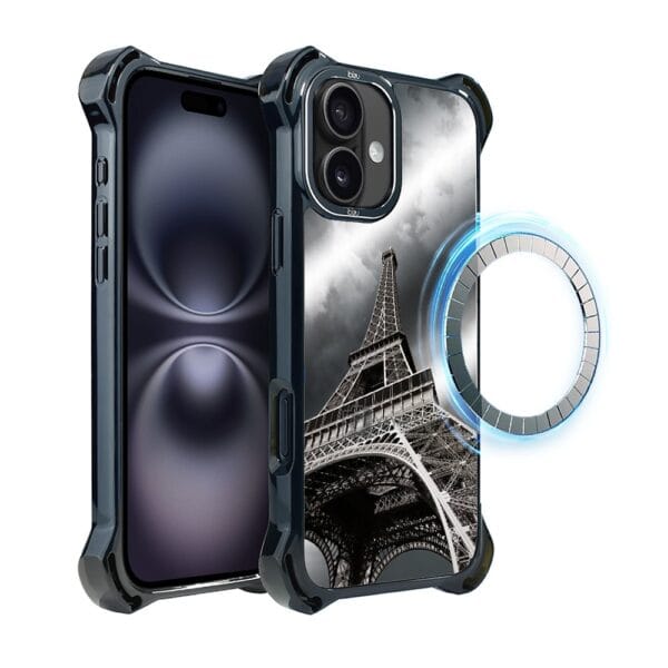 Etui do iPhone 16 Plus IBIZU DropGuard Ultra z MagSafe, Noir City, Wieża Eiffla