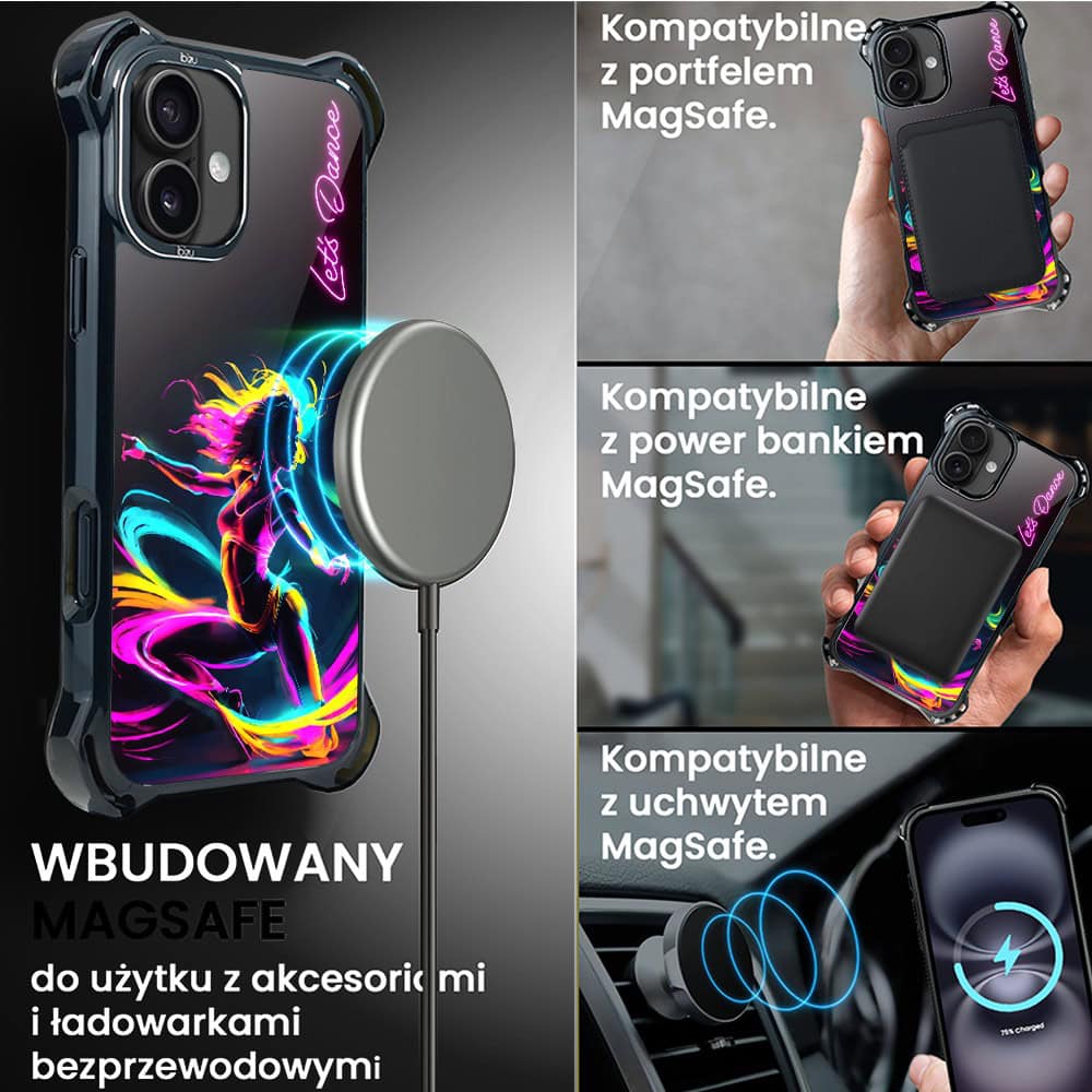 Etui do iPhone 16 Plus, Ibizu DropGuard Ultra z MagSafe, #ElectroMove, Taneczny rytm (3)